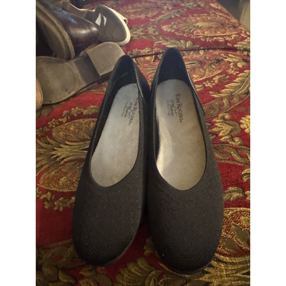 Kim Rogers Ultra Comfort Womens Sz 9 Shoes Black Slip On Comfort Wedge Loafers